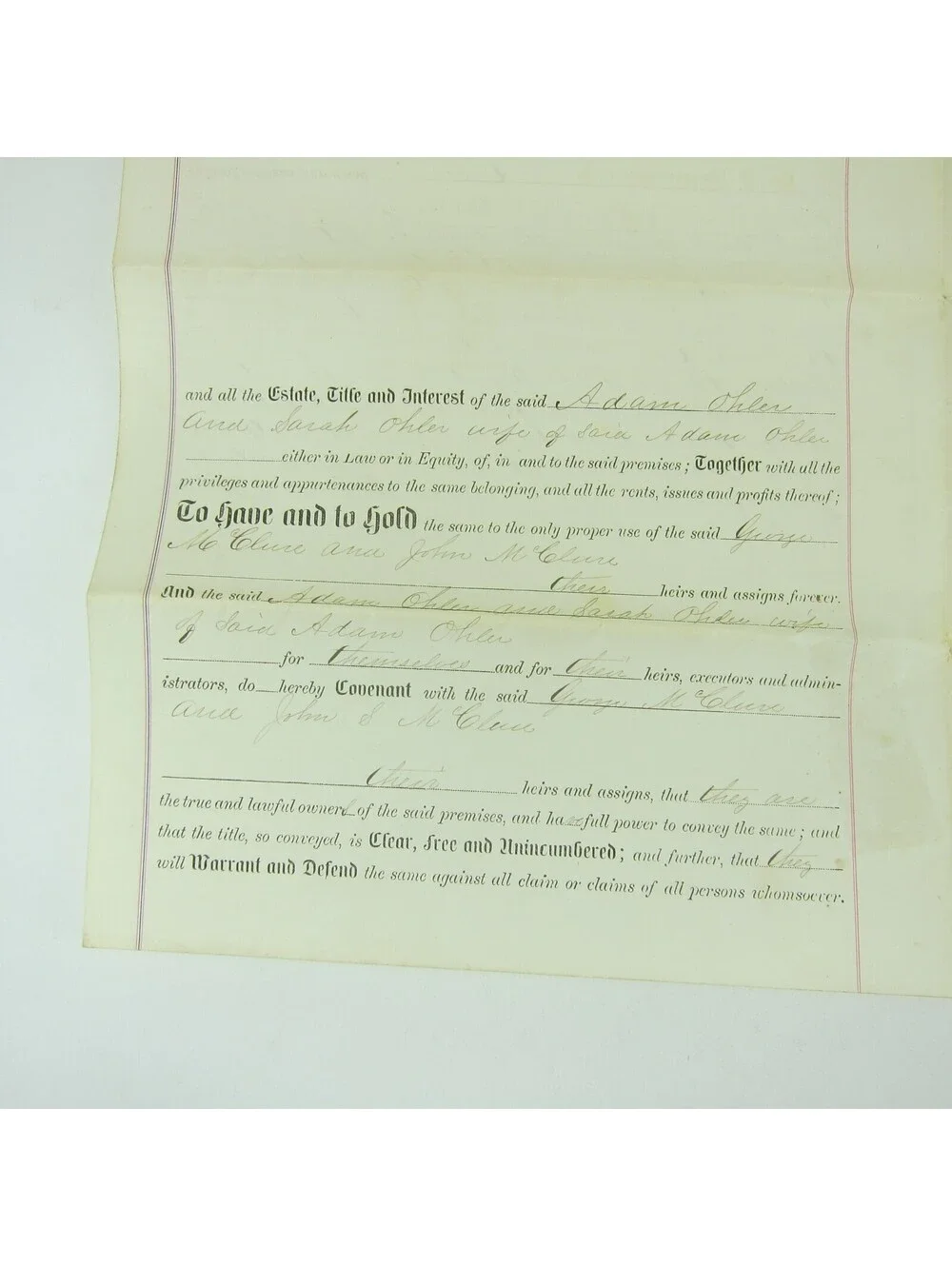 US Revenue Stamp 50 cent Scott R60 on Darke County Ohio Deed Ohler McClure 1867